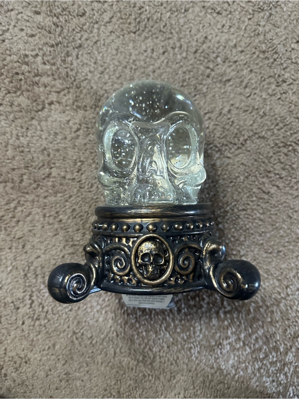 NEW Decorative Light Up Skull Accent with Antique Bronze Base